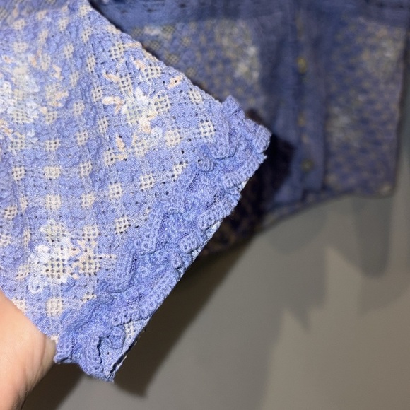 Free People NEW Kika Lace Cropped Button Front Top Size Small Blue Bell Combo - Picture 8 of 16